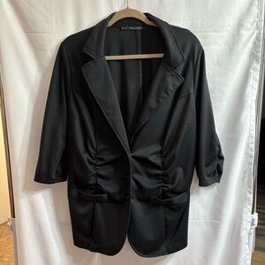 Maurices Black Smocked Front 3/4 Sleeve Blazer Size 1